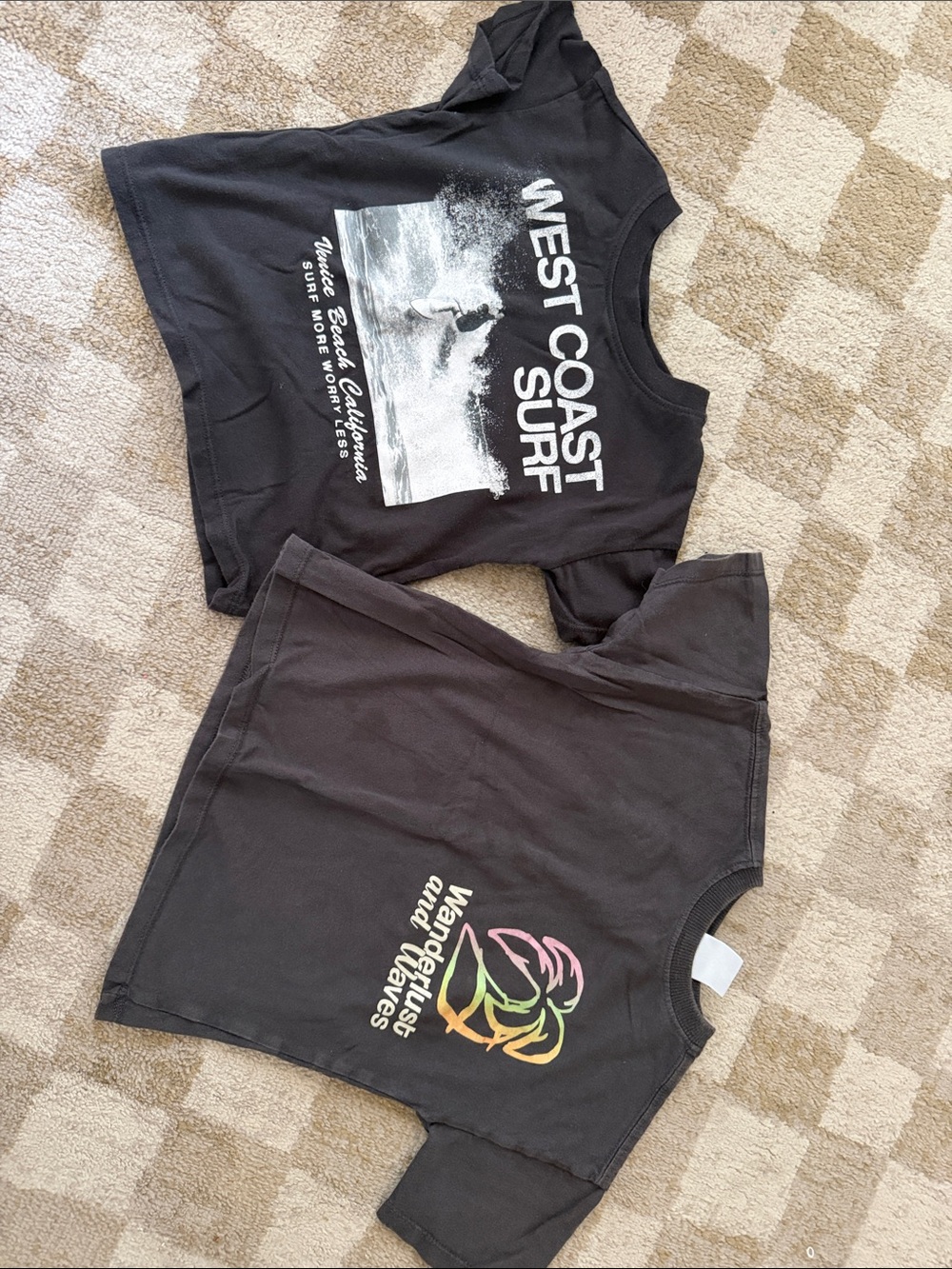 West Coast Surf Black Graphic Tee & Rainbow Wave Black Tee - Set